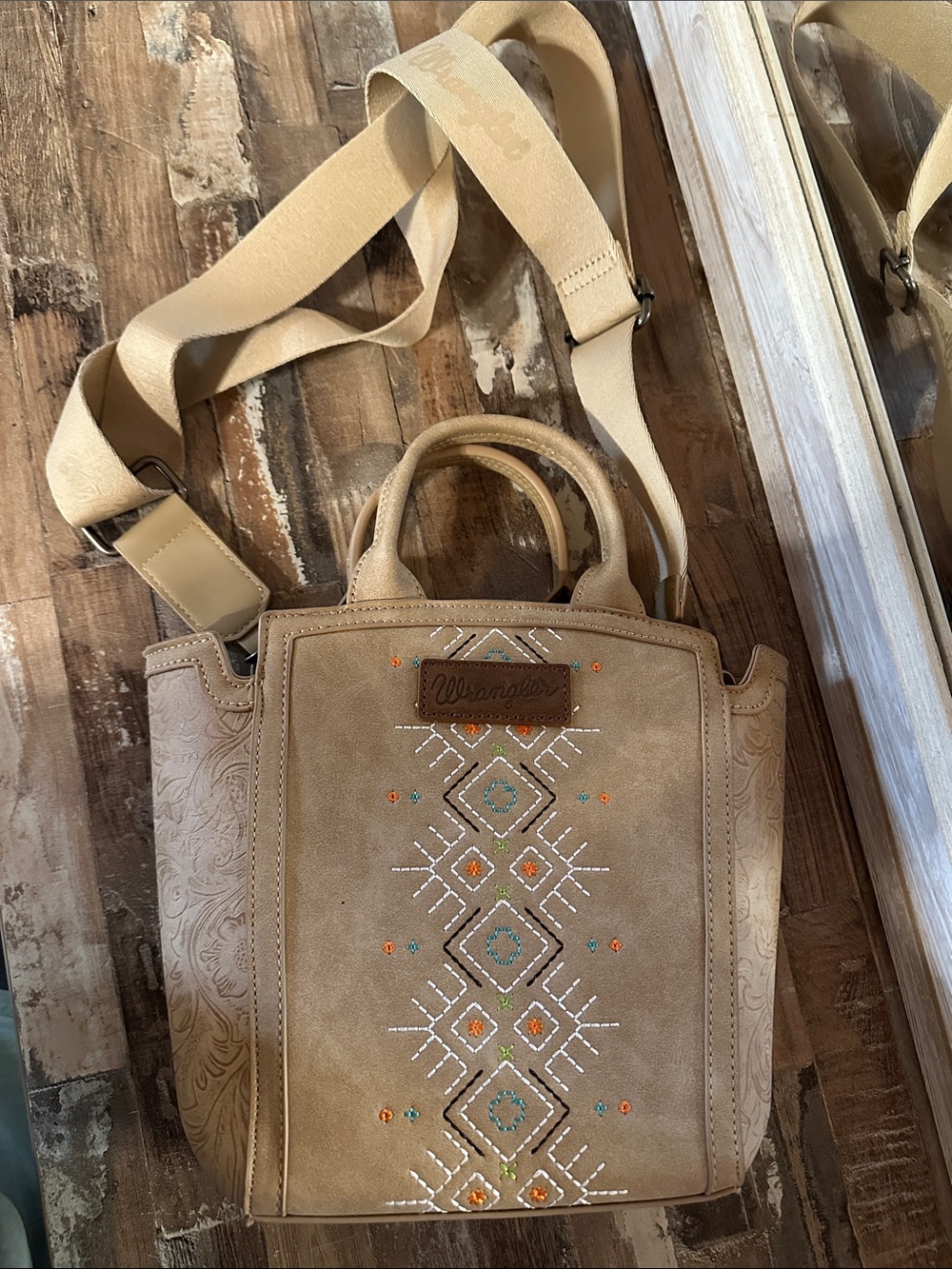 Wrangler Beige Embroidered Purse